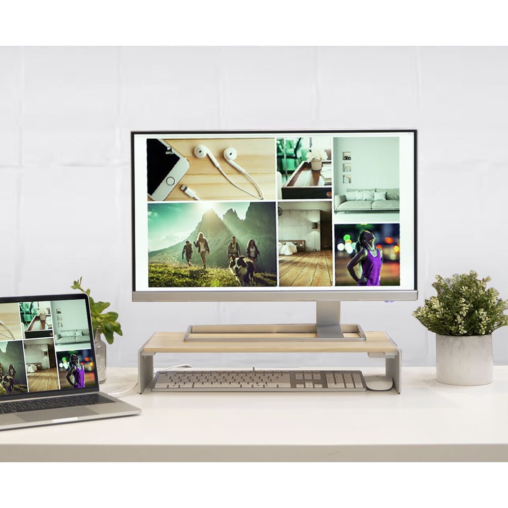 j5create JCT425 Wood Monitor Stand with Docking Station