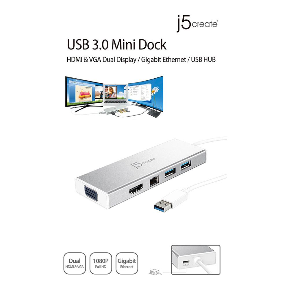 j5create JUD380 USB 3.1 Gen 1 Mini Dock