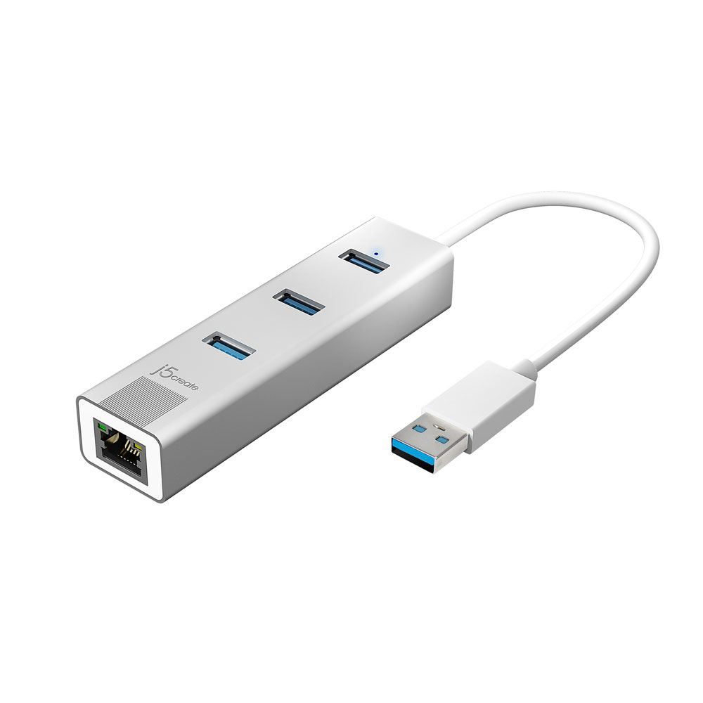 j5create JUH474 USB 3.0 Gigabit Ethernet &amp; 3-Port Hub