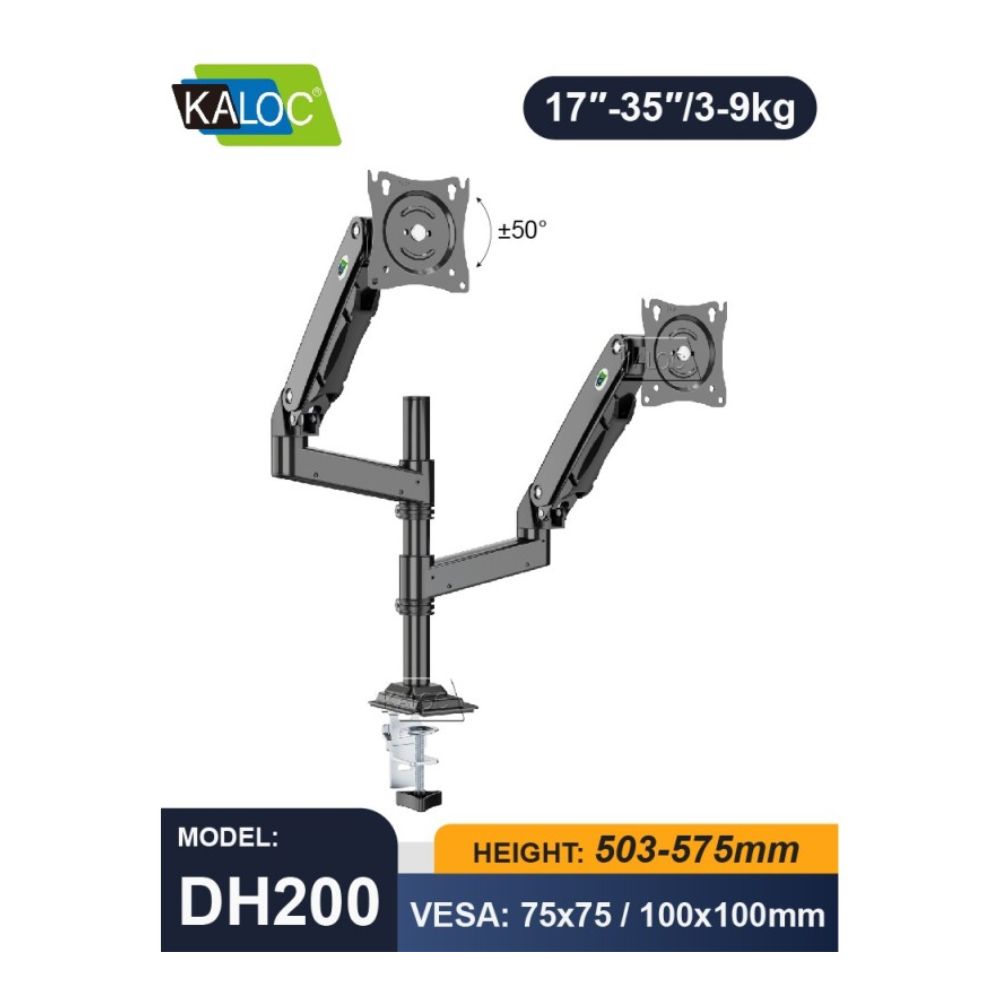 Kaloc DH200 H2 Adjustable Dual Monitor Arm