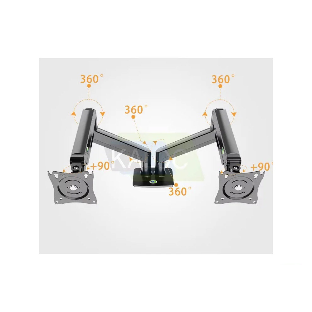 Kaloc DS160-2B Adjustable Dual Monitor Arm with Gas Spring