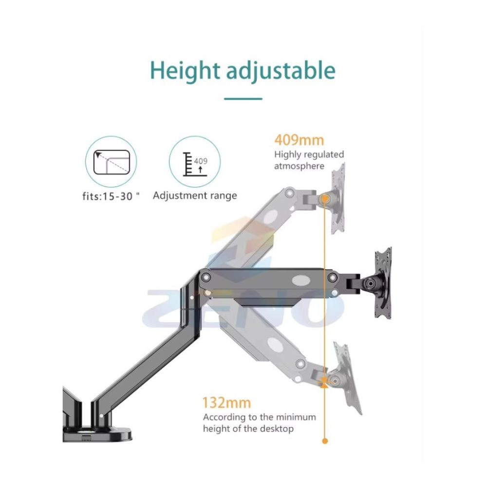 Kaloc DS200 H2 Adjustable Dual Monitor Arm