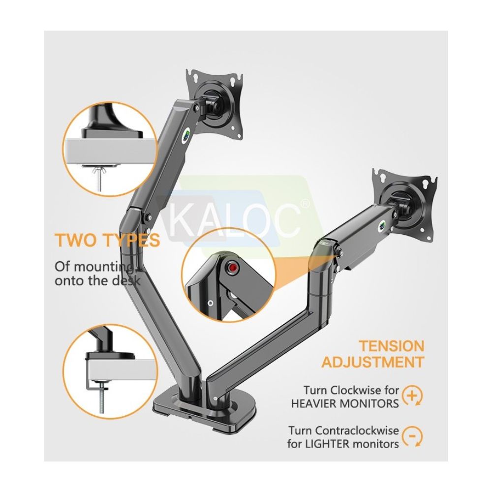 Kaloc DS2002B Adjustable Dual Monitor Arm