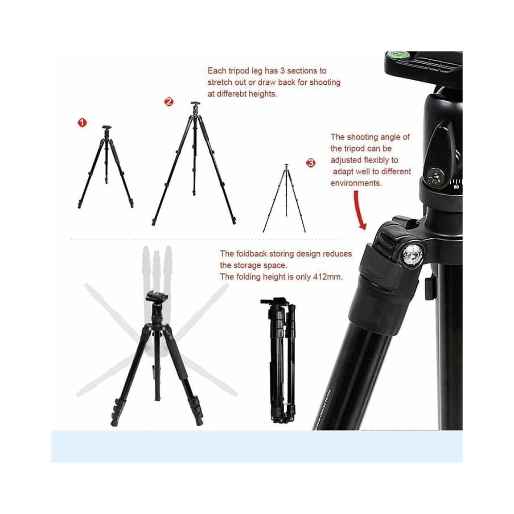 Kingjoy BT-258B Portable Aluminum Camera Tripod with QB-00T Ball Head