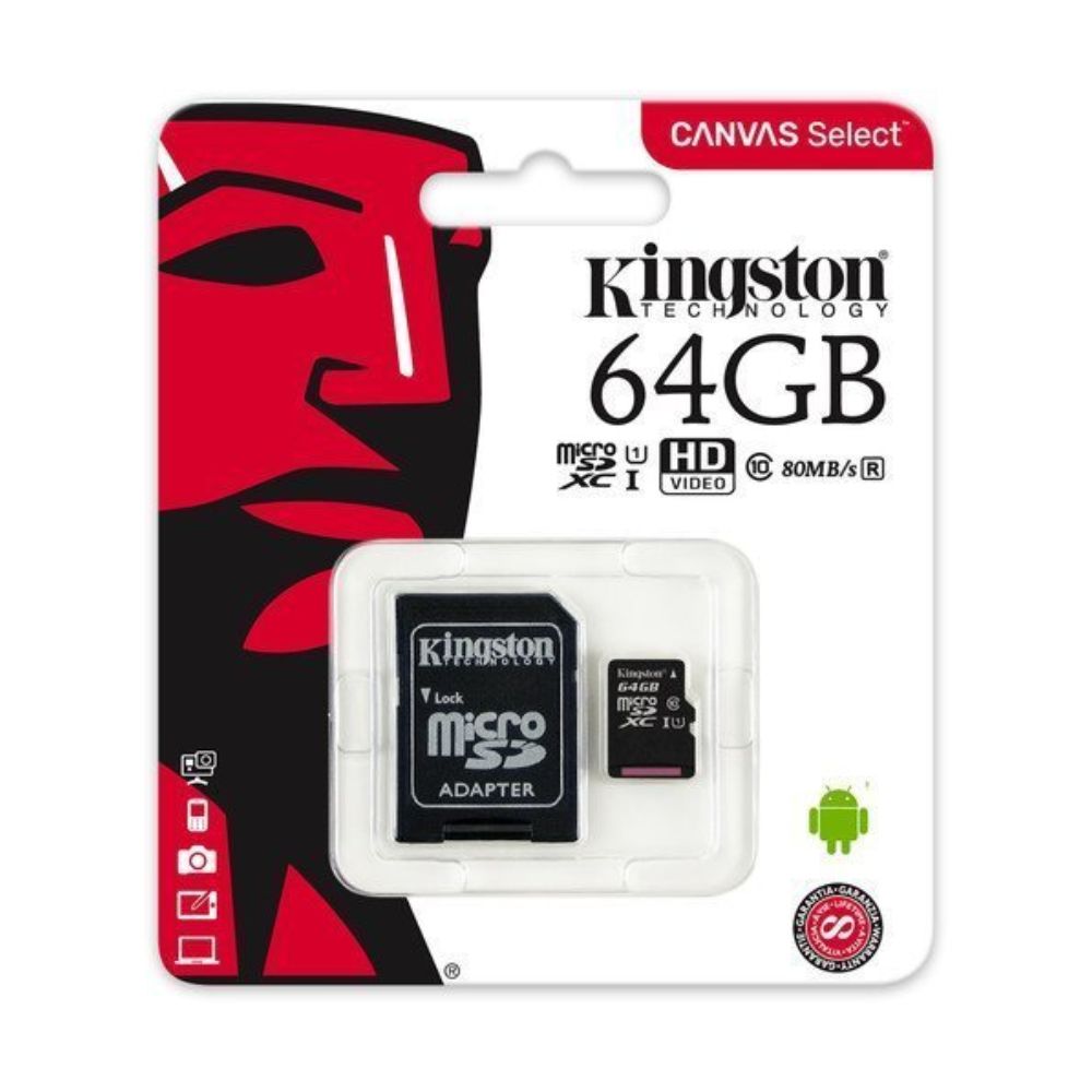Kingston 64GB Canvas Select UHS-I microSDXC Memory Card with SD Adapter