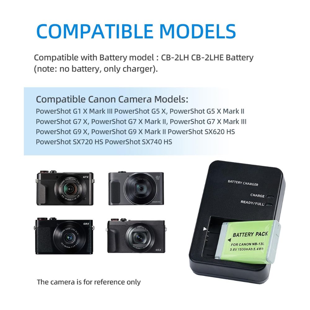 KWTOUL CB-2LH NB-13L Battery Charger Compatible with Canon PowerShot G7 X Mark II, G5 X, G7 X, G9 X, G9 X Mark II, SX620 HS,SX720 HS,SX730 HS