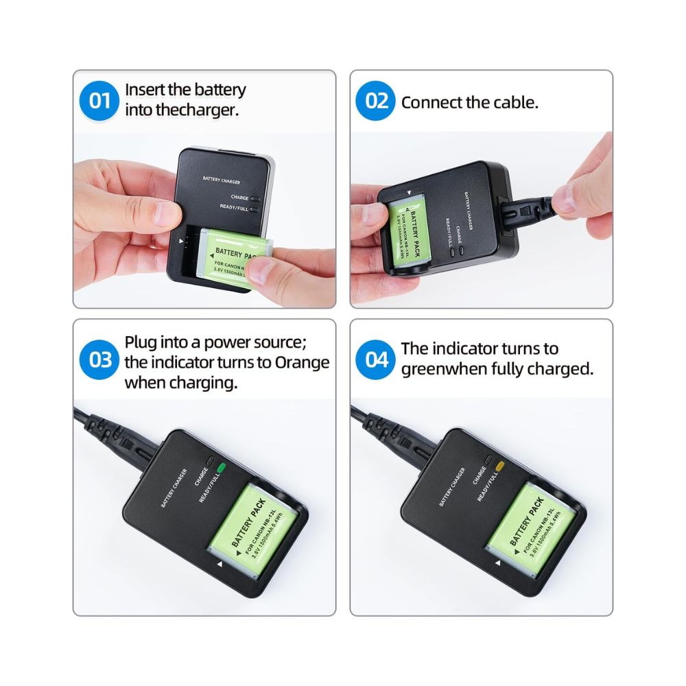 KWTOUL CB-2LH NB-13L Battery Charger Compatible with Canon PowerShot G7 X Mark II, G5 X, G7 X, G9 X, G9 X Mark II, SX620 HS,SX720 HS,SX730 HS