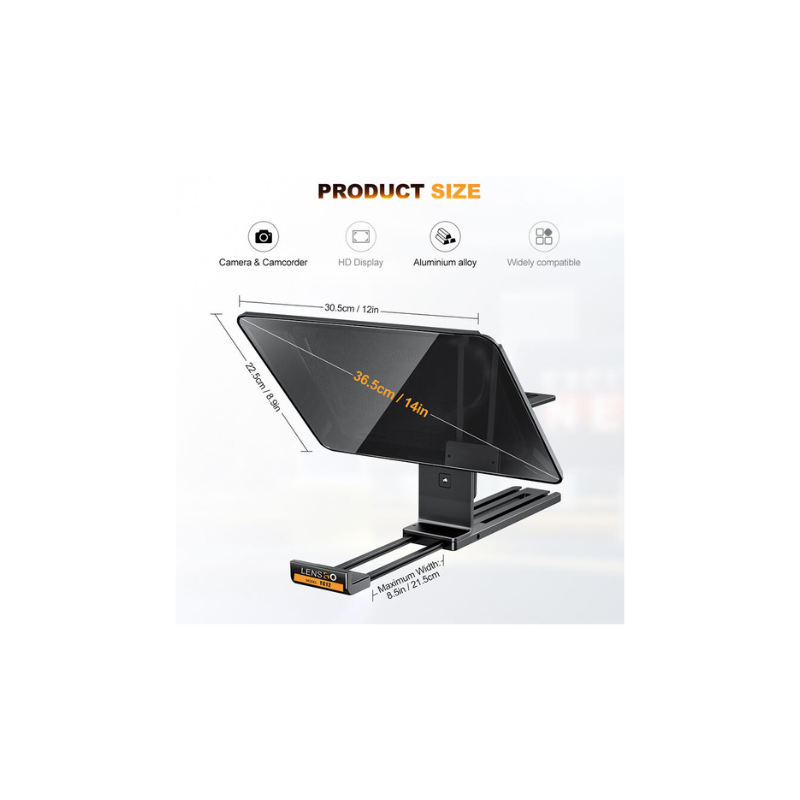 LENSGO 12.9” Aluminum Teleprompter for iPad Tablet DSLR Cameras