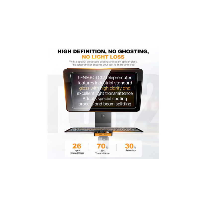 LENSGO 12.9” Aluminum Teleprompter for iPad Tablet DSLR Cameras