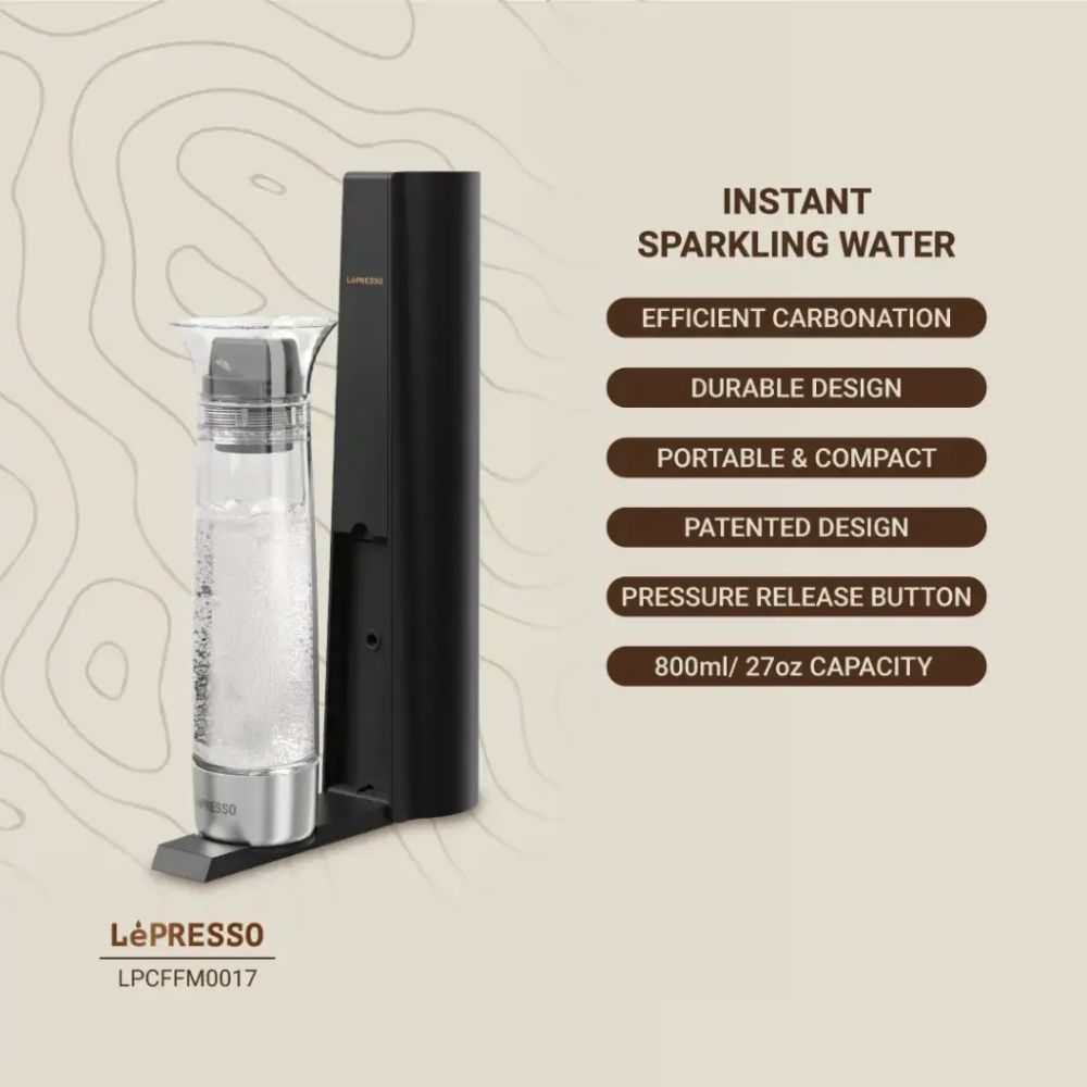 Lepresso Carbonator Instant Sparkling Water 800mL – Black