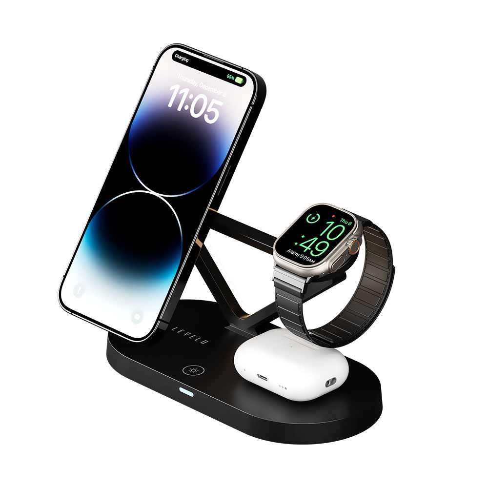 Levelo Premio 5 in 1 Magsafe Wireless Charging Station 15W – Black