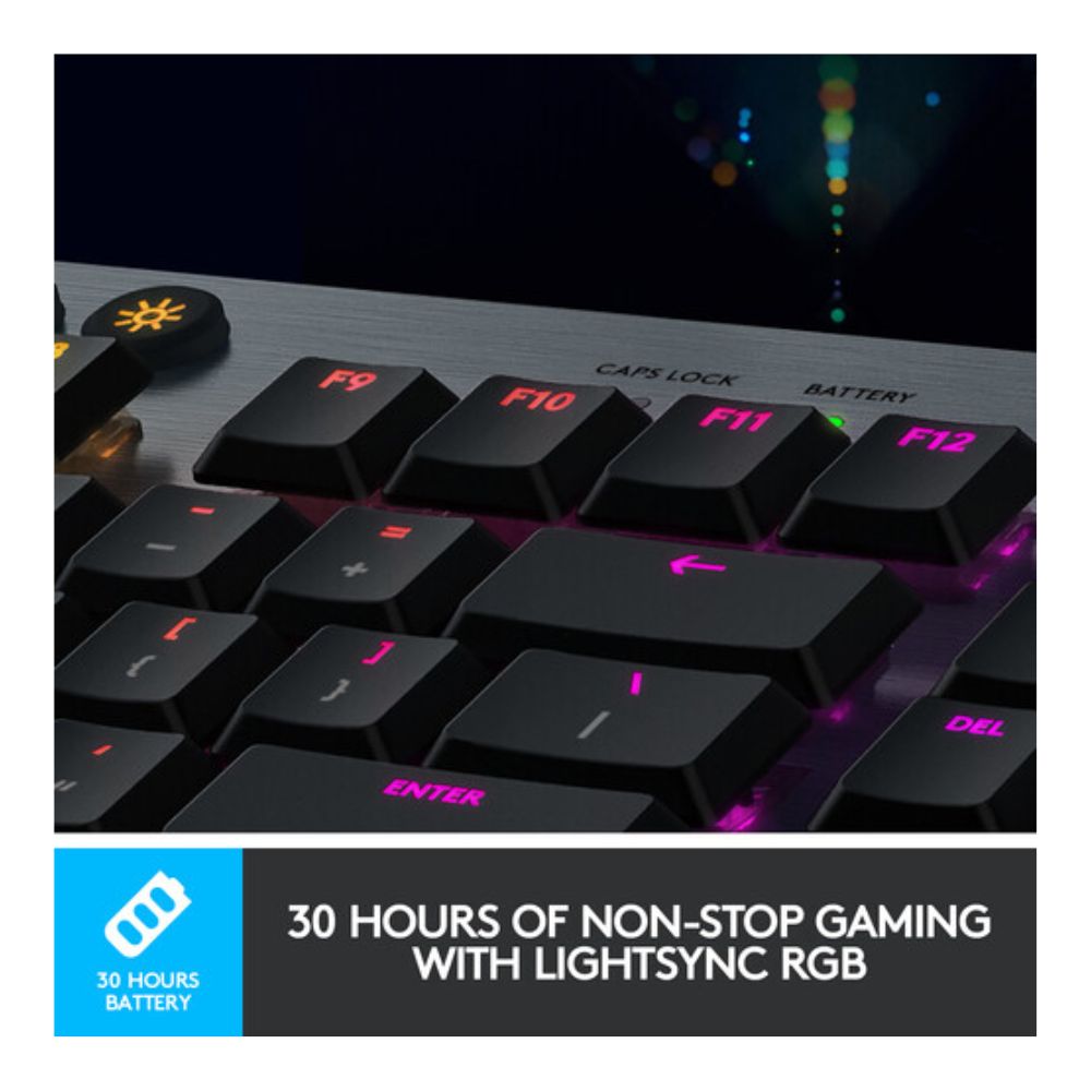 Logitech G G915 LIGHTSPEED Wireless RGB Mechanical Gaming Keyboard (Carbon, GL Tactile)