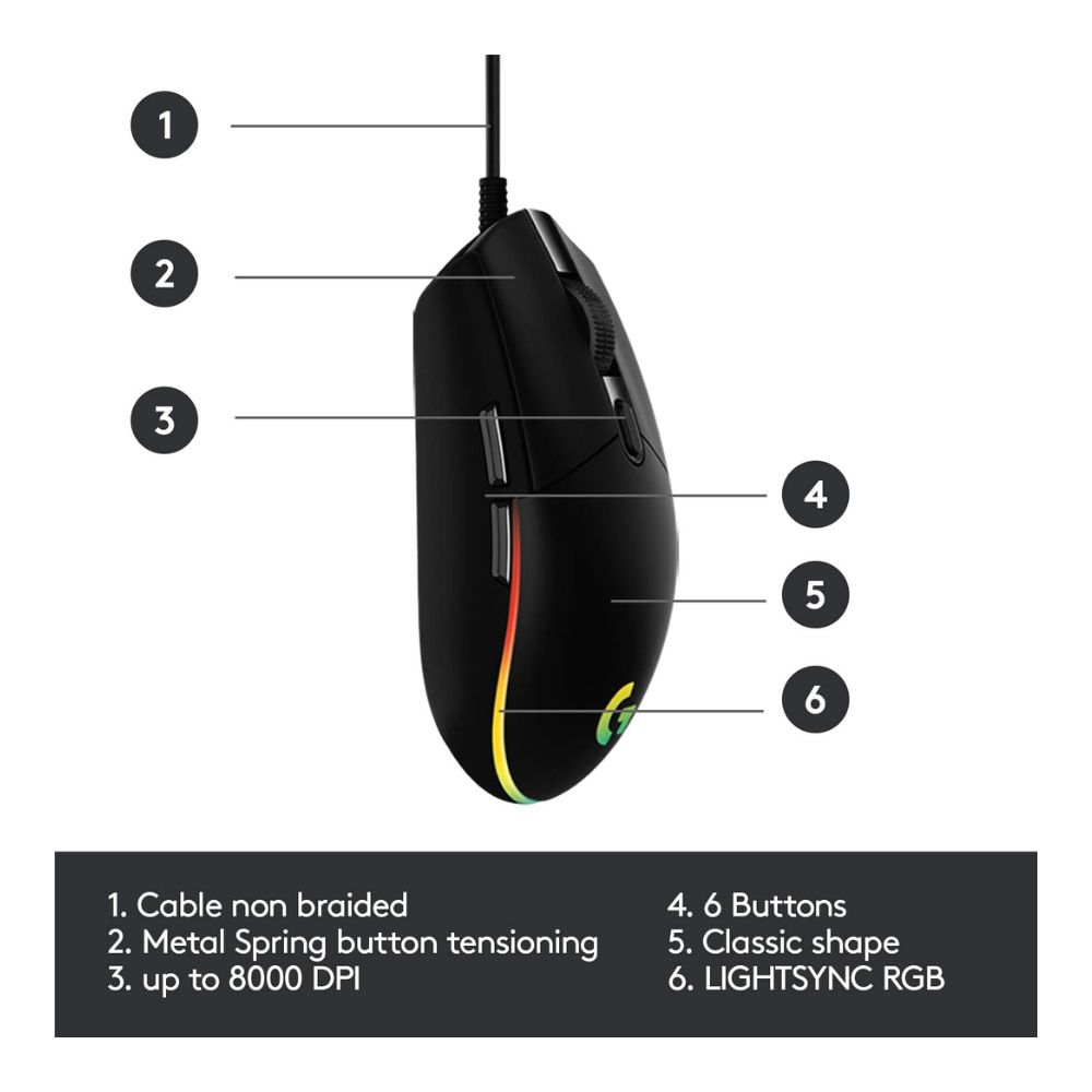 Logitech G102 Light Sync Gaming Wired Mouse