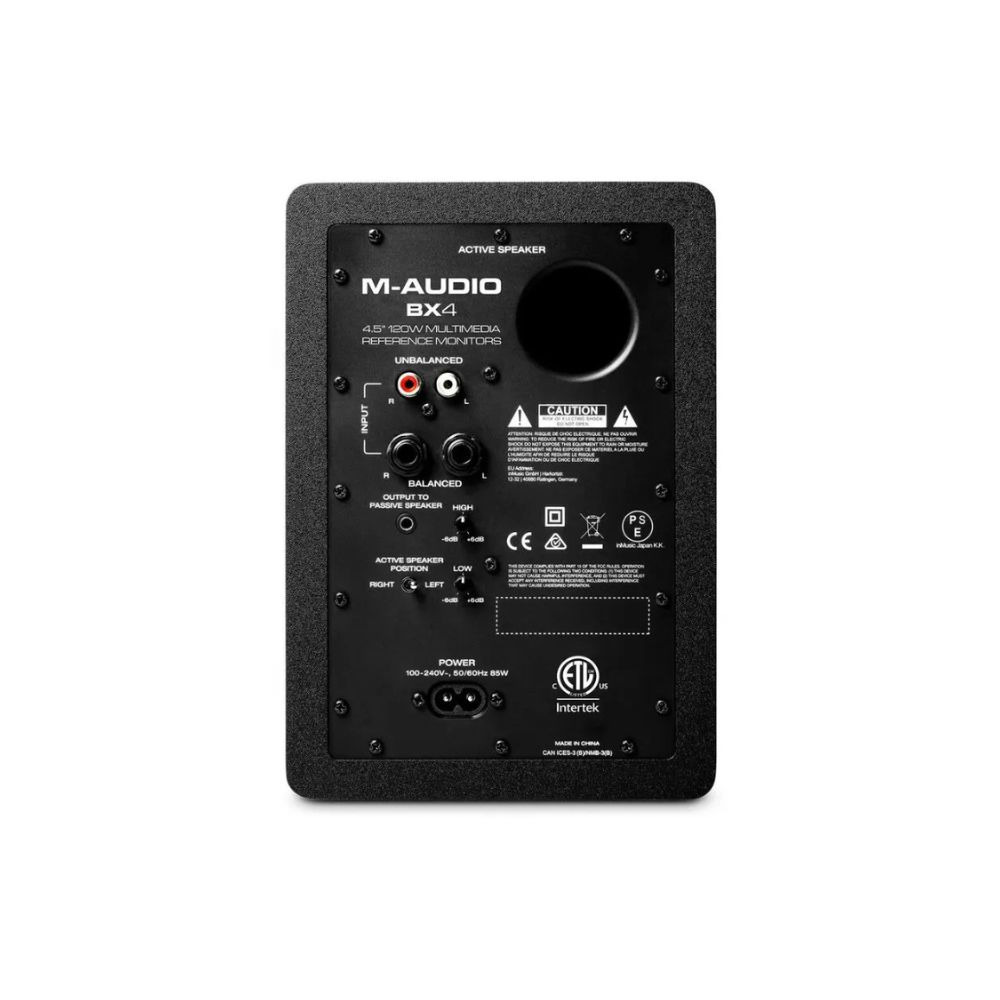 M-Audio BX4 4.5 Black Kevlar 120-Watt Multimedia Reference Monitors – Music Production – Live Streaming – Podcasting (pair)