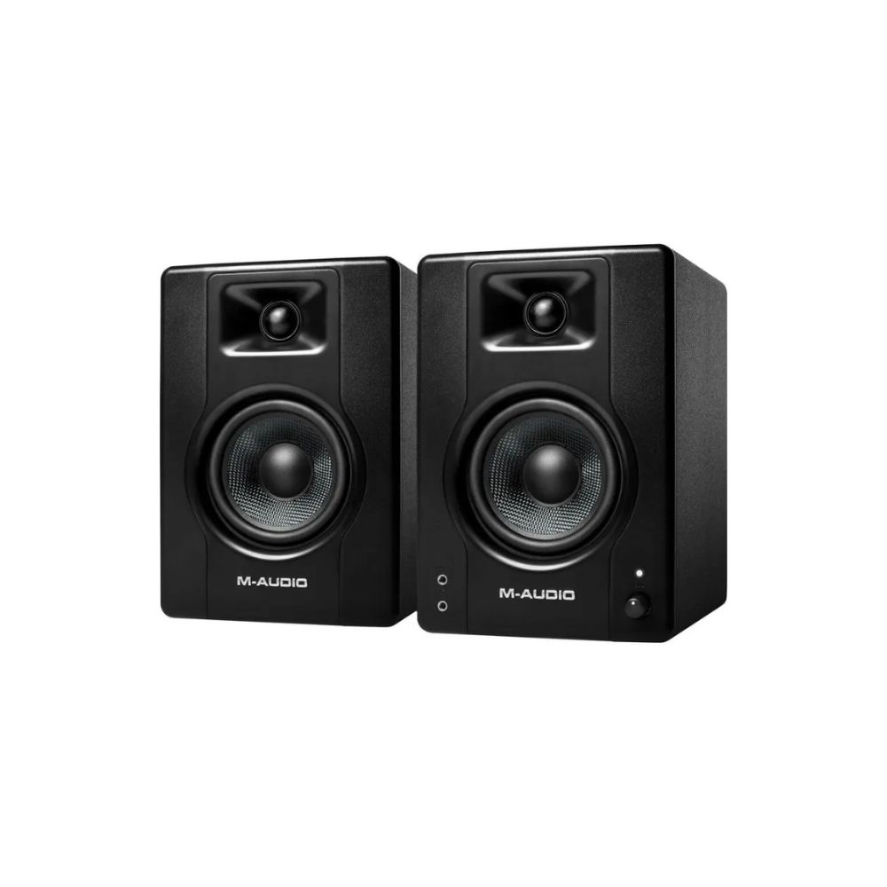 M-Audio BX4 4.5 Black Kevlar 120-Watt Multimedia Reference Monitors – Music Production – Live Streaming – Podcasting (pair)