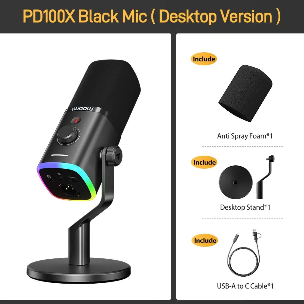 MAONO PD100X USB/XLR Dynamic Microphone – Black