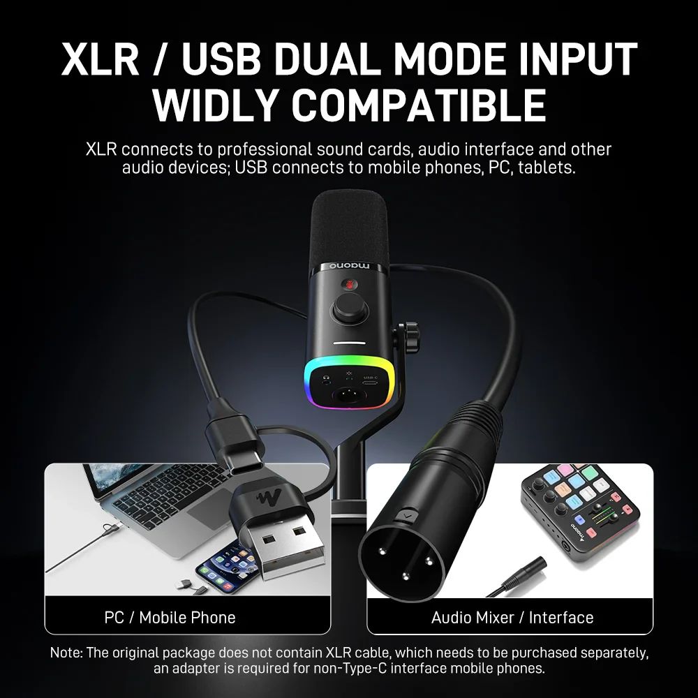 MAONO PD100X USB/XLR Dynamic Microphone – Black
