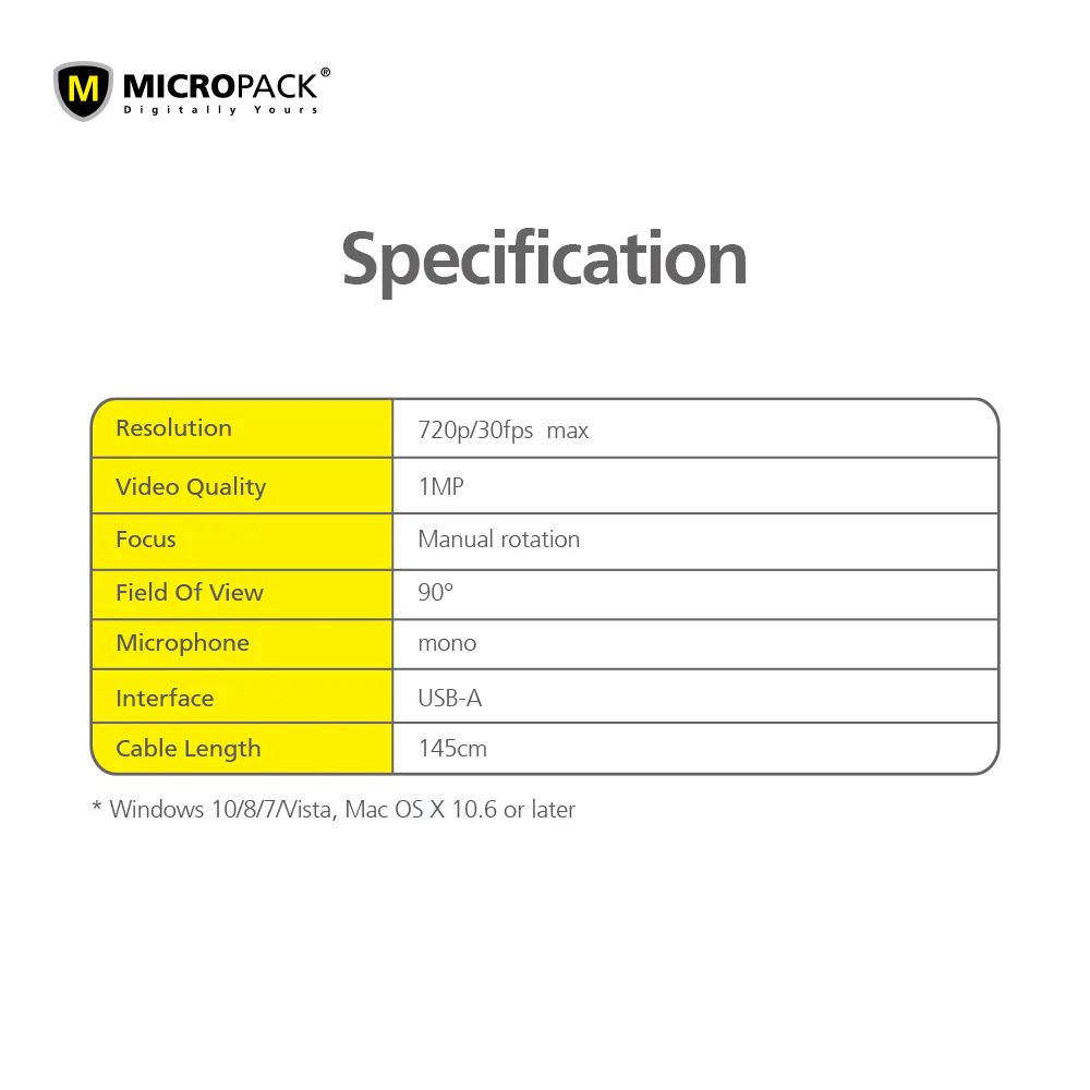 Micropack 720P HD MWB-16 Live Stream Webcam