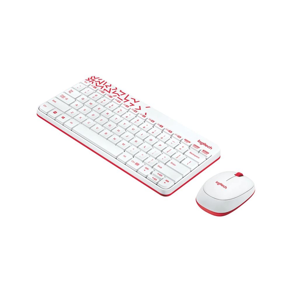 Logitech MK240 Wireless Keyboard and Mouse Combo – White/Vivid Red