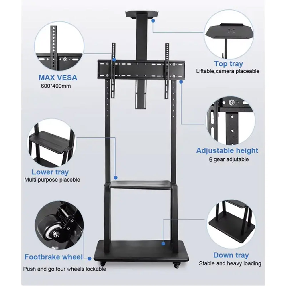 Movable Floor TV Stand HT1700 (32-75 Inch)