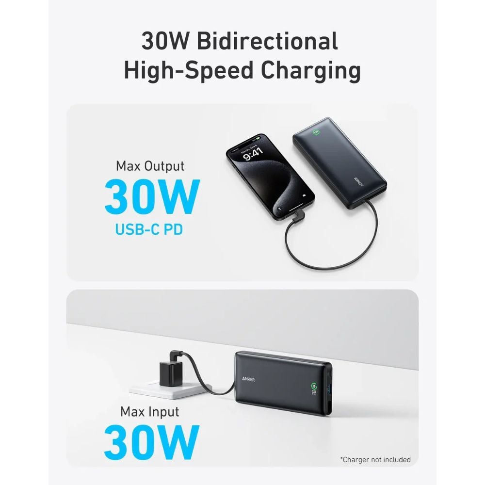 Nano Power Bank 20K 30W Built-in USB-C Cable