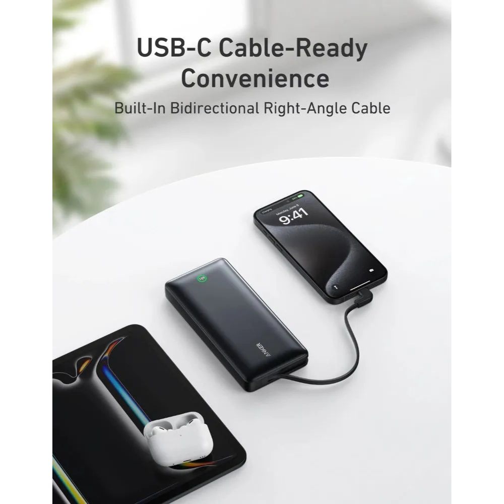 Nano Power Bank 20K 30W Built-in USB-C Cable