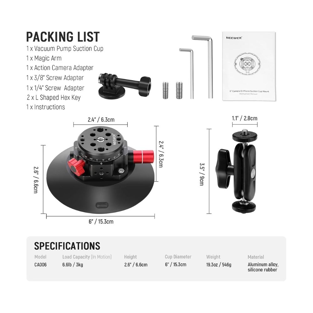 NEEWER Camera Suction Cup Mount