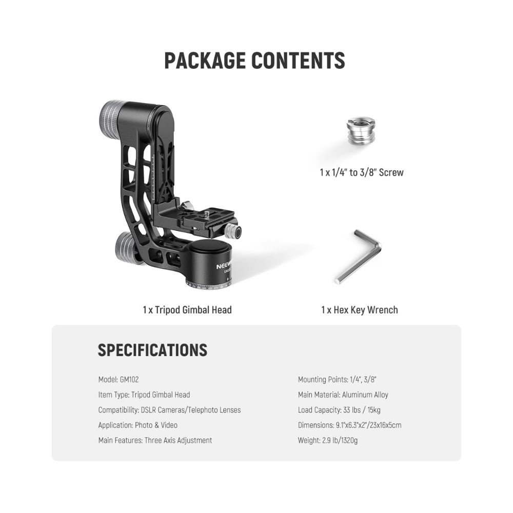 NEEWER GM102 Gimbal Head for Tripod