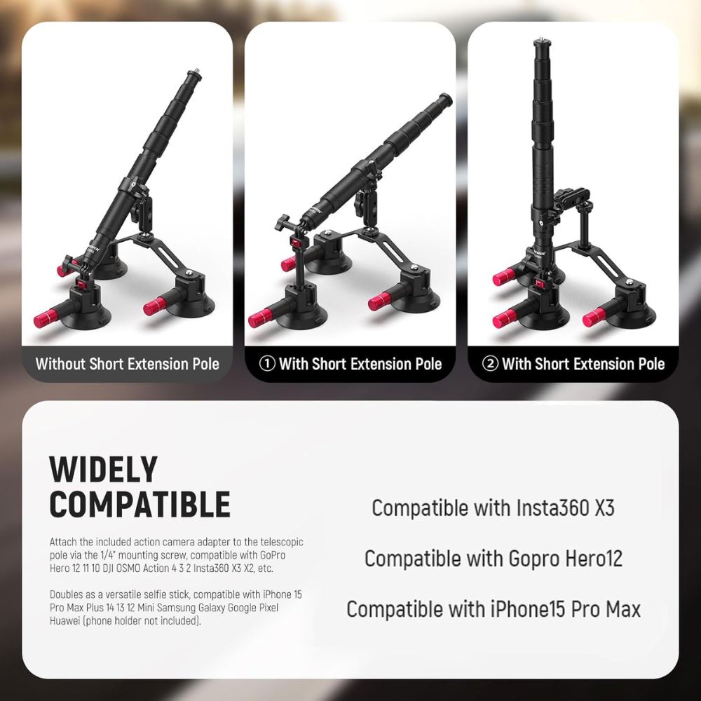 NEEWER Triple Suction Cup Car Mount Kit CA065