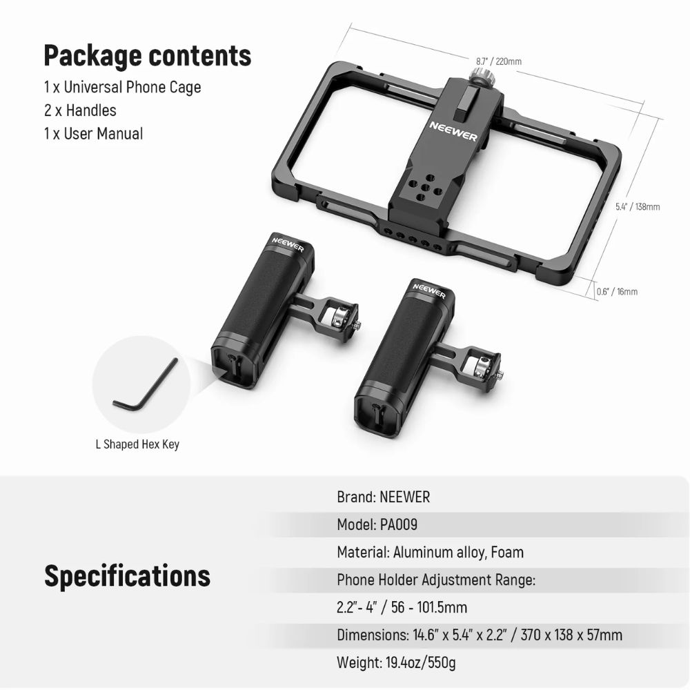 NEEWER Upgraded Phone Rig Vlogging Kit – PA009