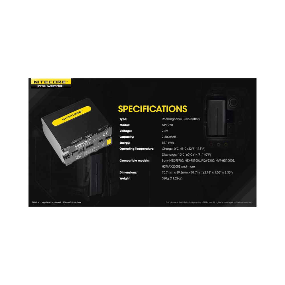 Nitecore NP-F970 Li-ion Battery