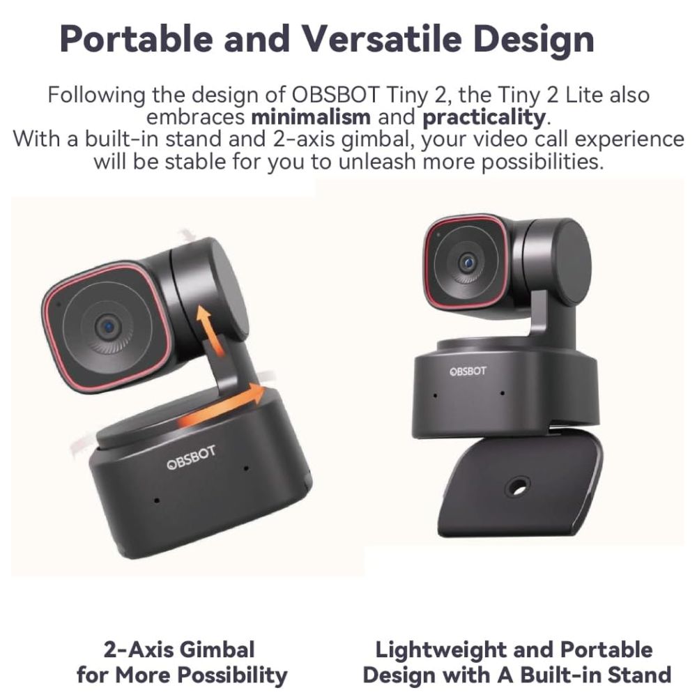 Obsbot Tiny 2 Lite Webcam AI-Powered 4K UHD