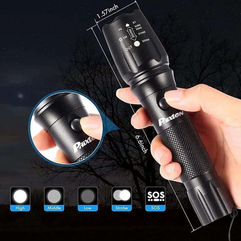 PHIXTON Rechargeable Flashlights High Lumens, Super Bright 5000 LMS L2 LED Flashligh