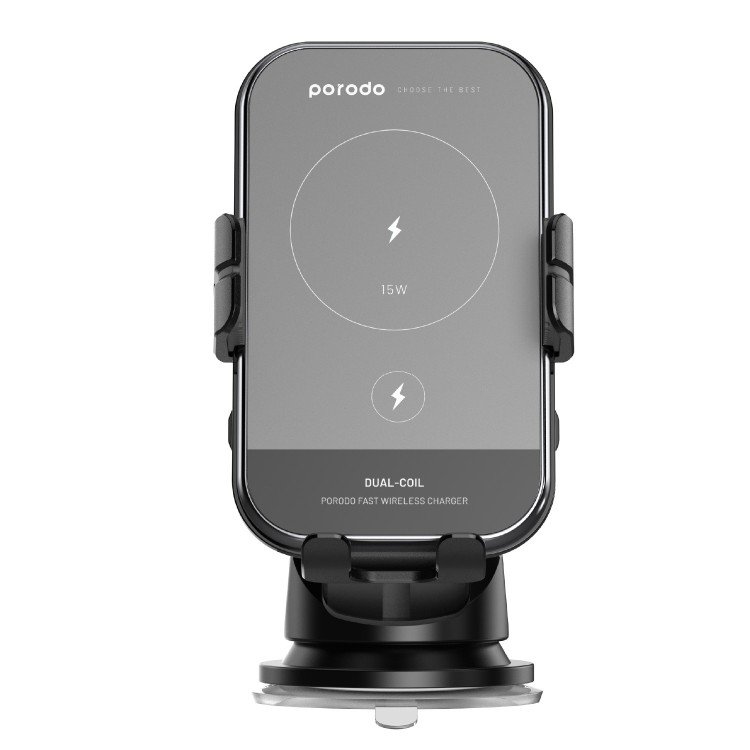 Porodo 3 in 1 Car Charger Mount 15W With QC3.0 Car Charger – PD-WCM15W-BK
