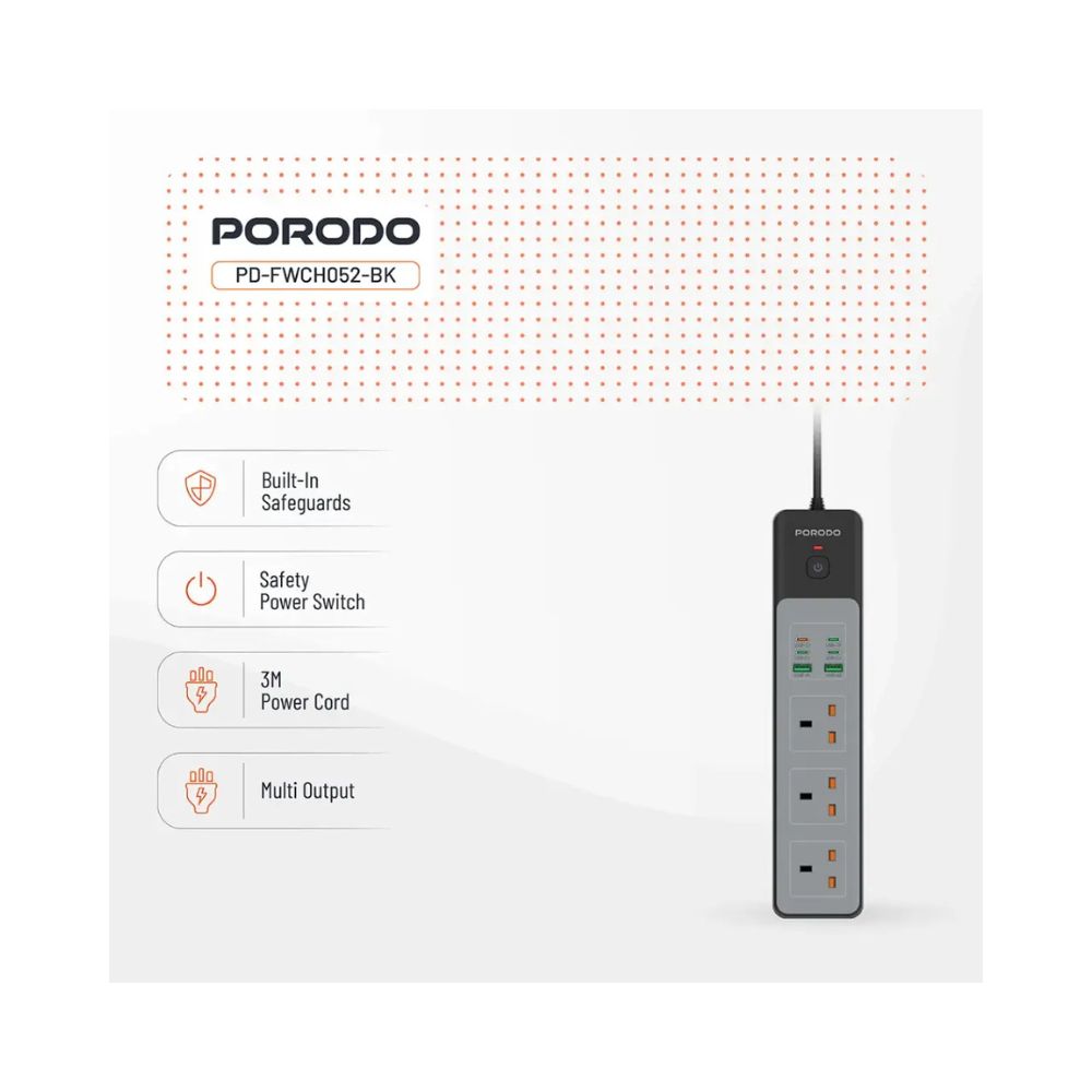 Porodo 3AC | 45W | 300W Power Strip