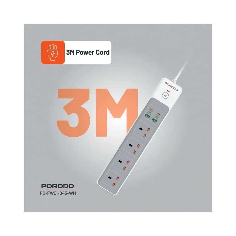 Porodo 4AC 65W 3000W Power Strip