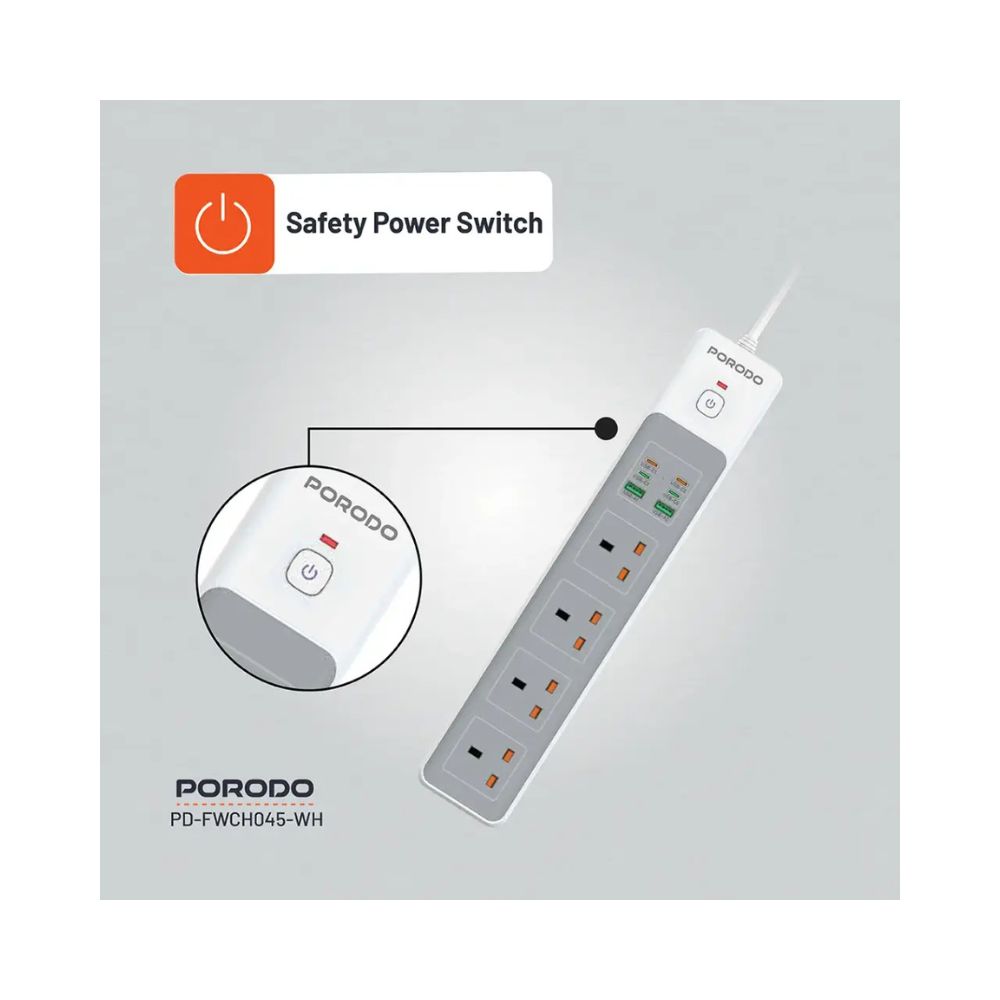 Porodo 4AC 65W 3000W Power Strip