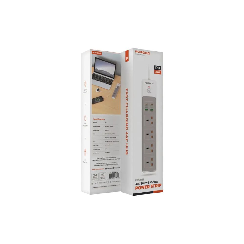 Porodo 4AC 65W 3000W Power Strip