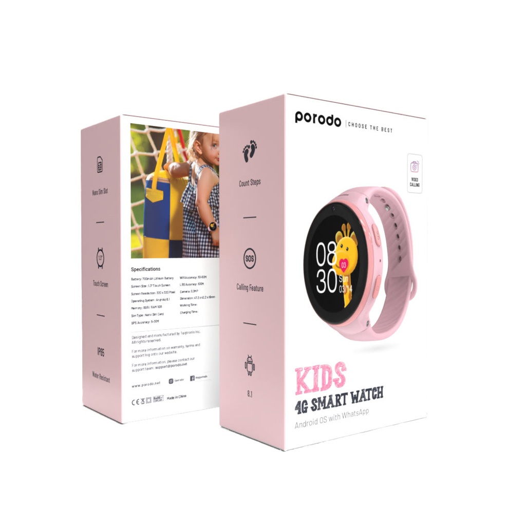 Porodo 4G Kids GPS Smart Watch Android OS With Whatsapp