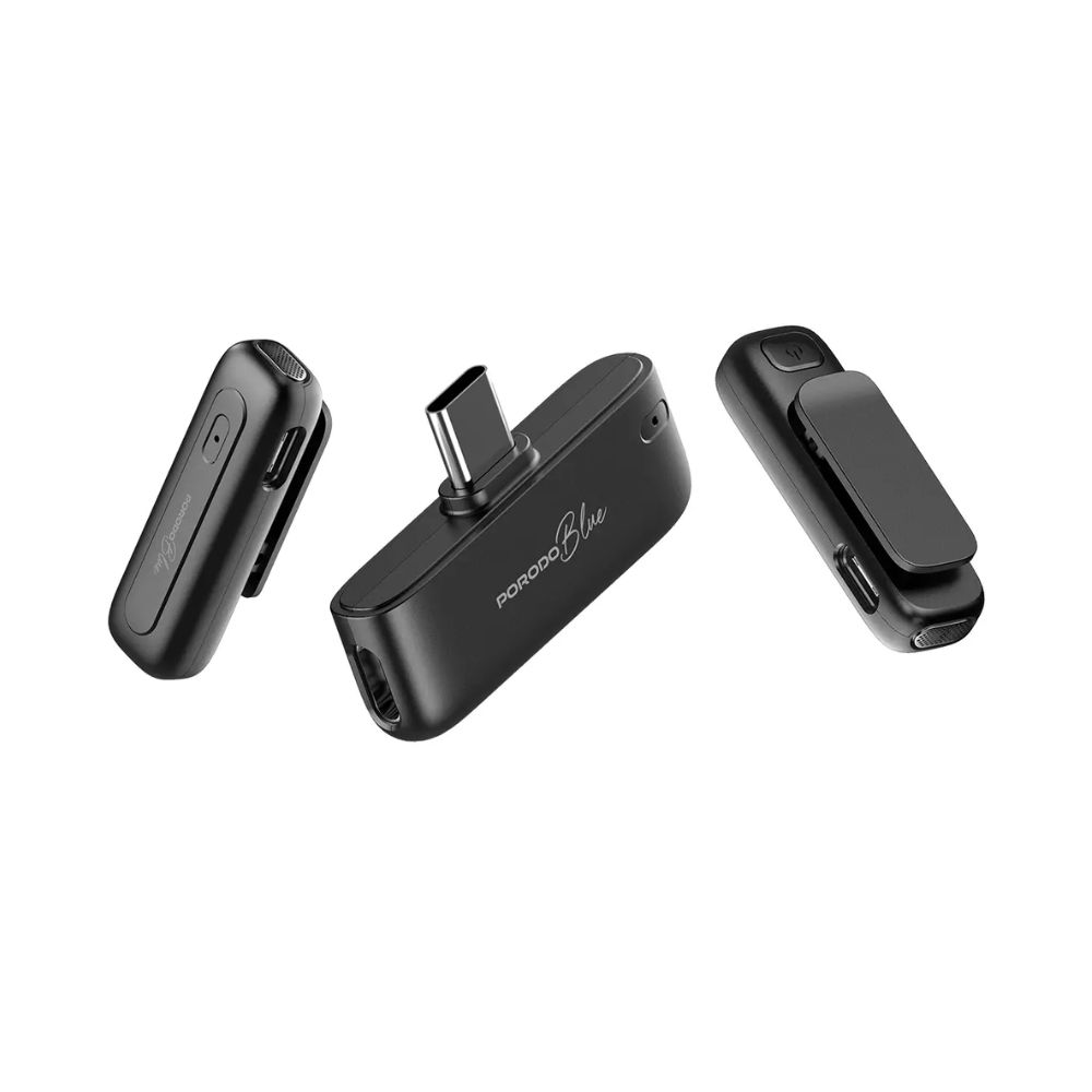 Porodo Blue Professional Dual Wireless Microphone – Black