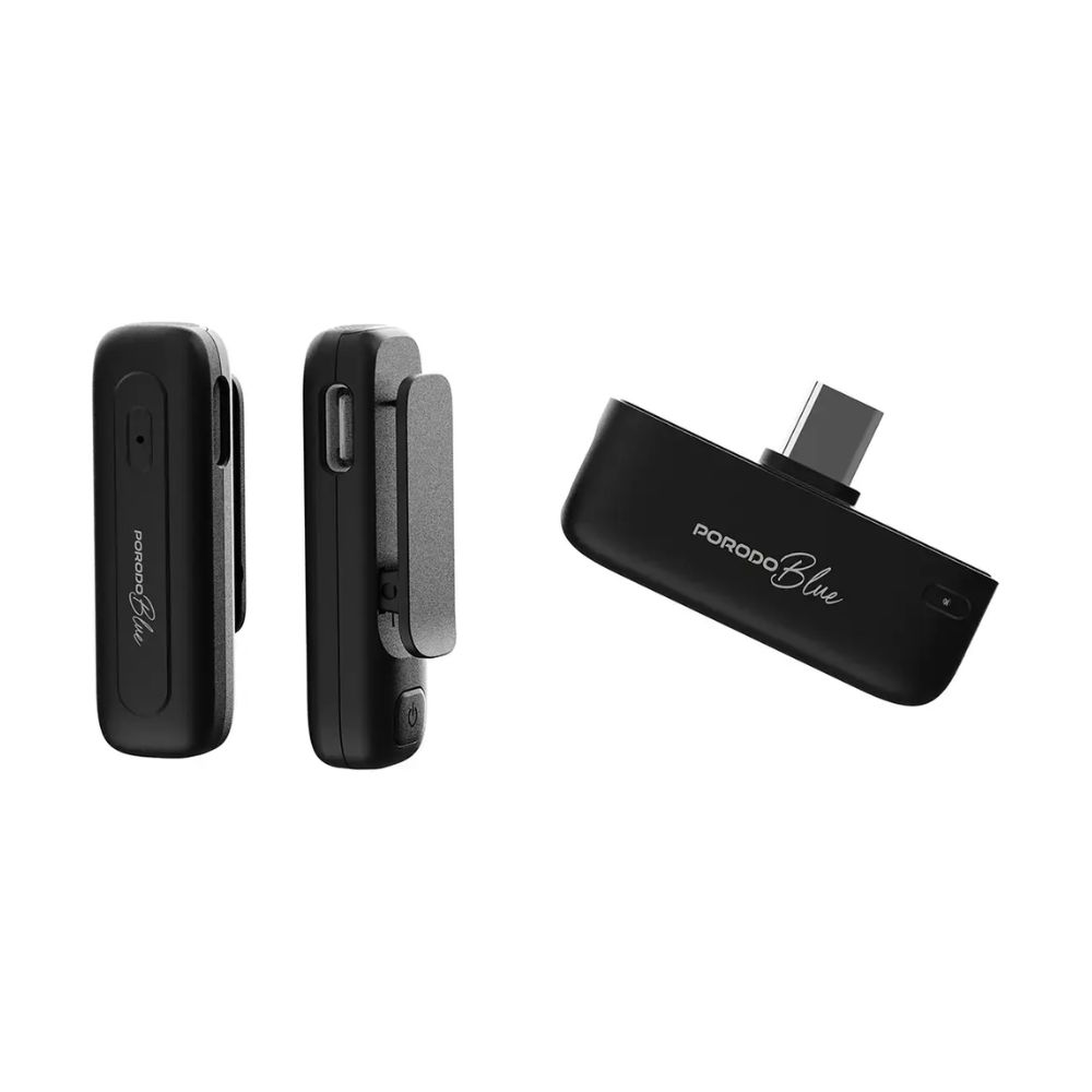 Porodo Blue Professional Dual Wireless Microphone – Black