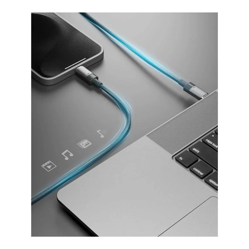 Porodo Braided 100W PD C to C+L Fast Charging cable with Magnetic Head 1.2M