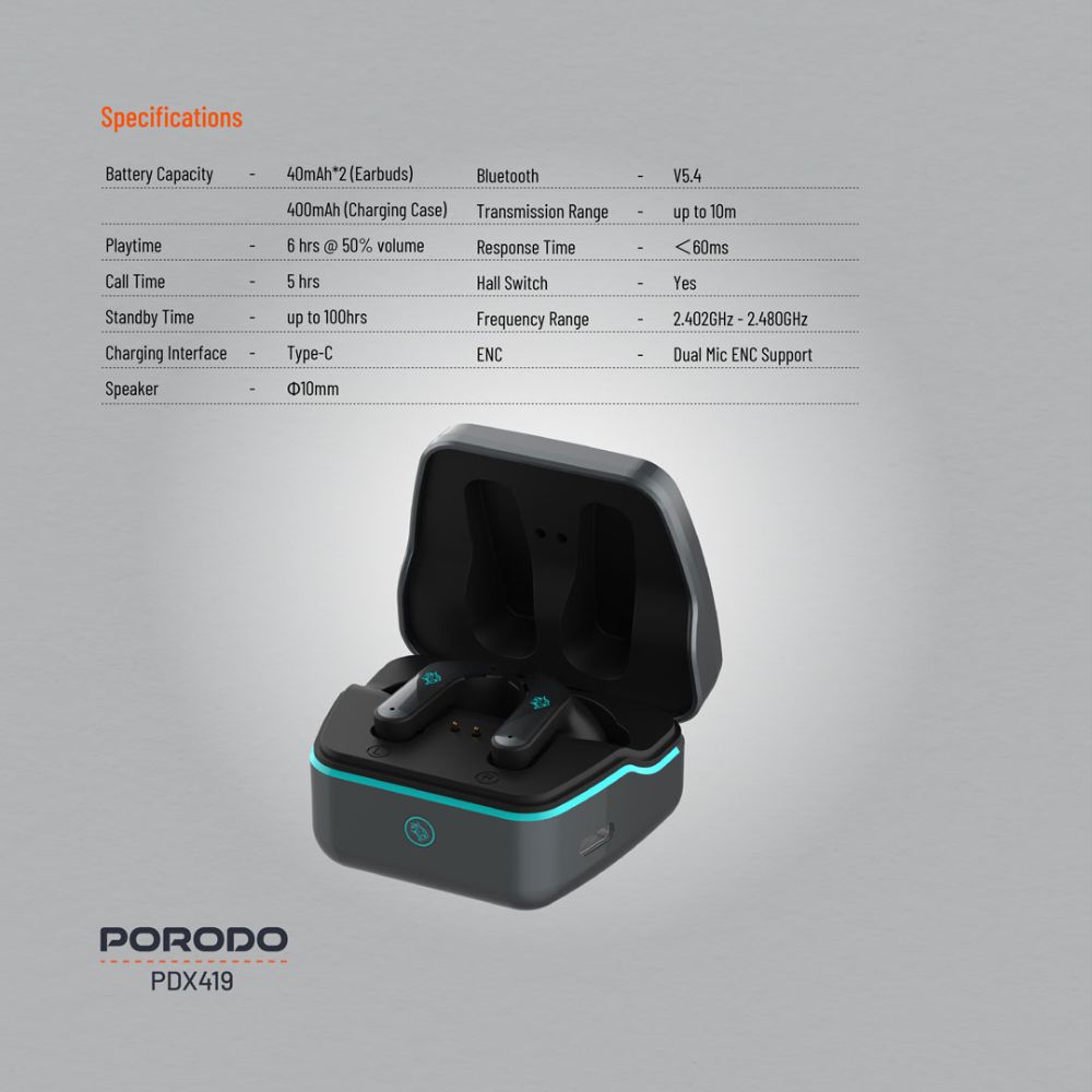 Porodo Gaming Ultra Low-Latency Gaming Earbuds