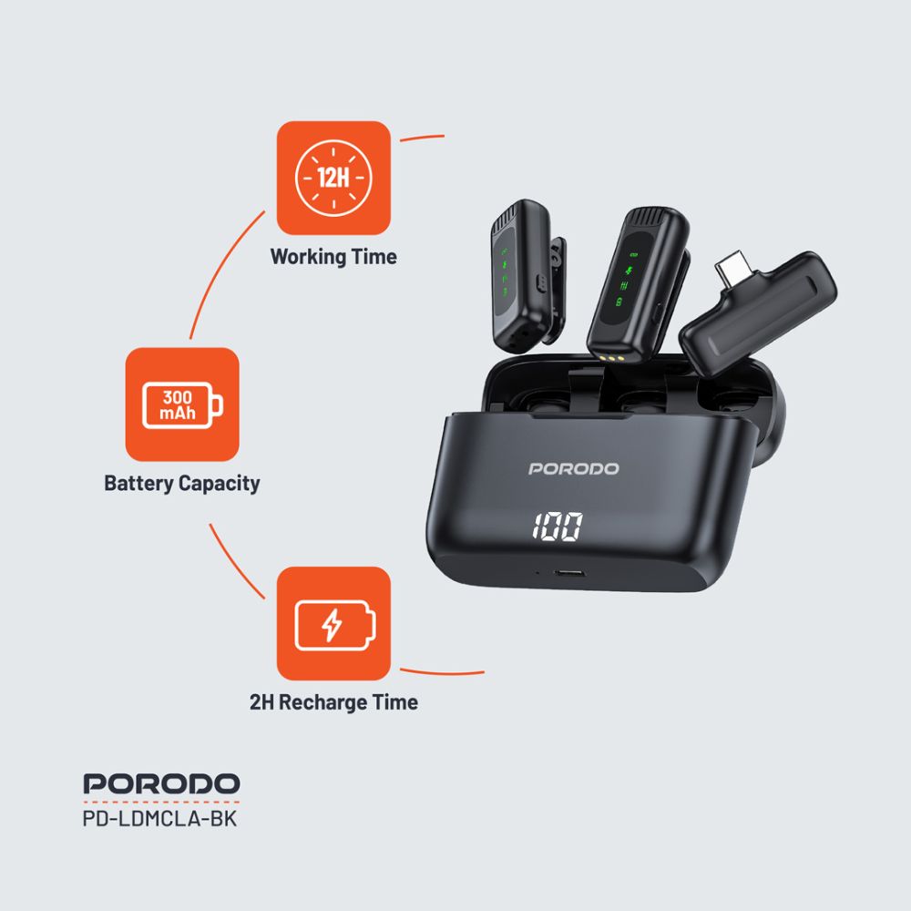 Porodo Lavalier Double Microphone