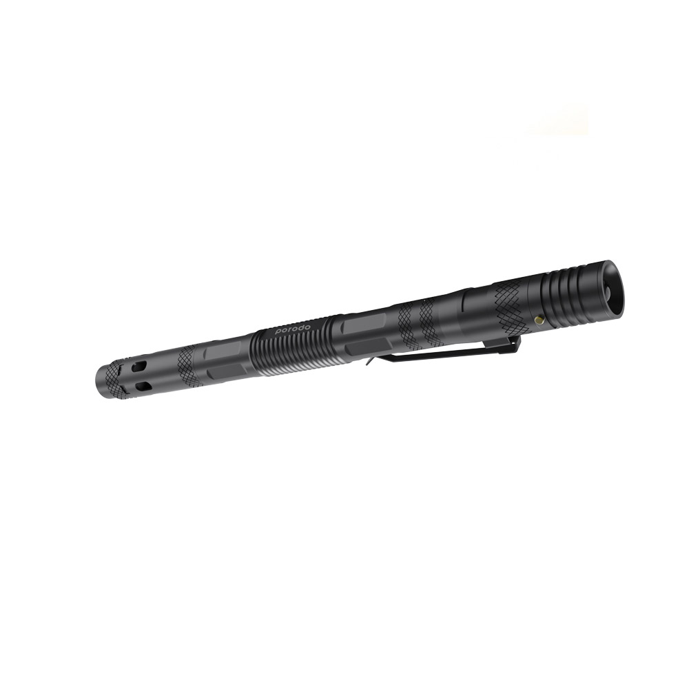 Porodo Lifestyle Outdoor 6-in-1 Tactical Flashlight & Pen – Black/Gray