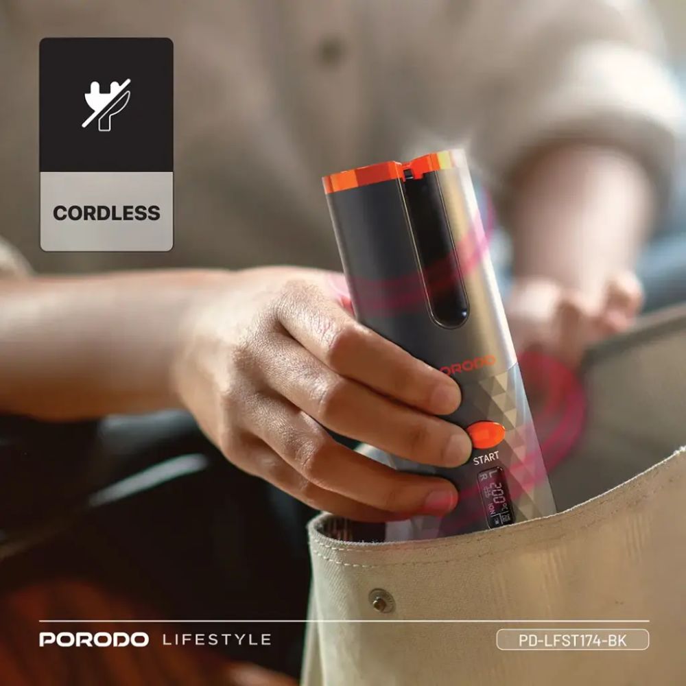 Porodo Lifestyle Automatic Hair Curler – Black