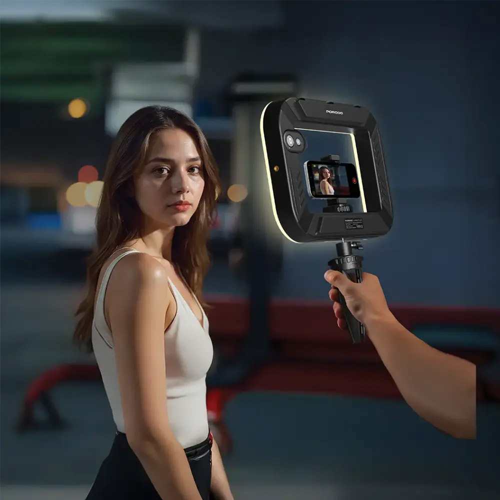 Porodo Lifestyle Handheld Ring Grip Vlogging Light – Black