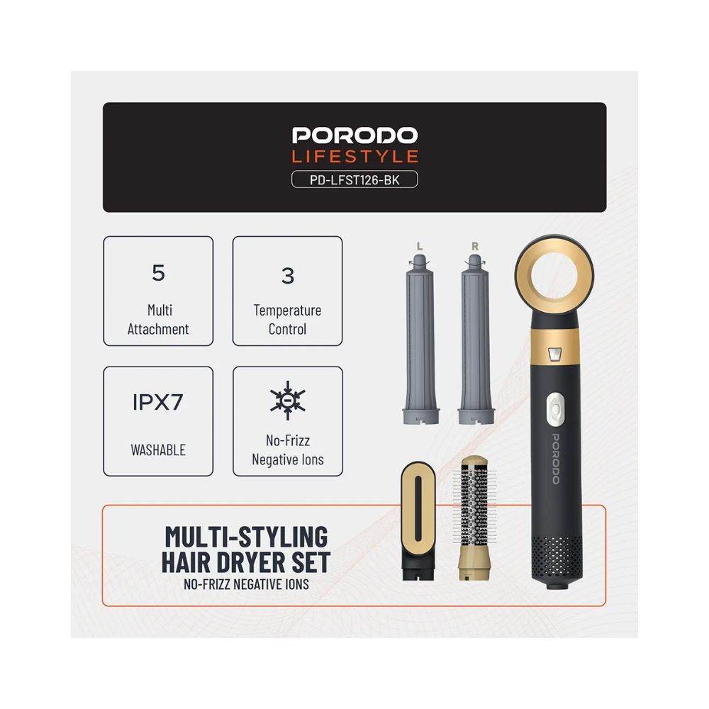 Porodo Lifestyle Multi-Styling Hair Dryer Set