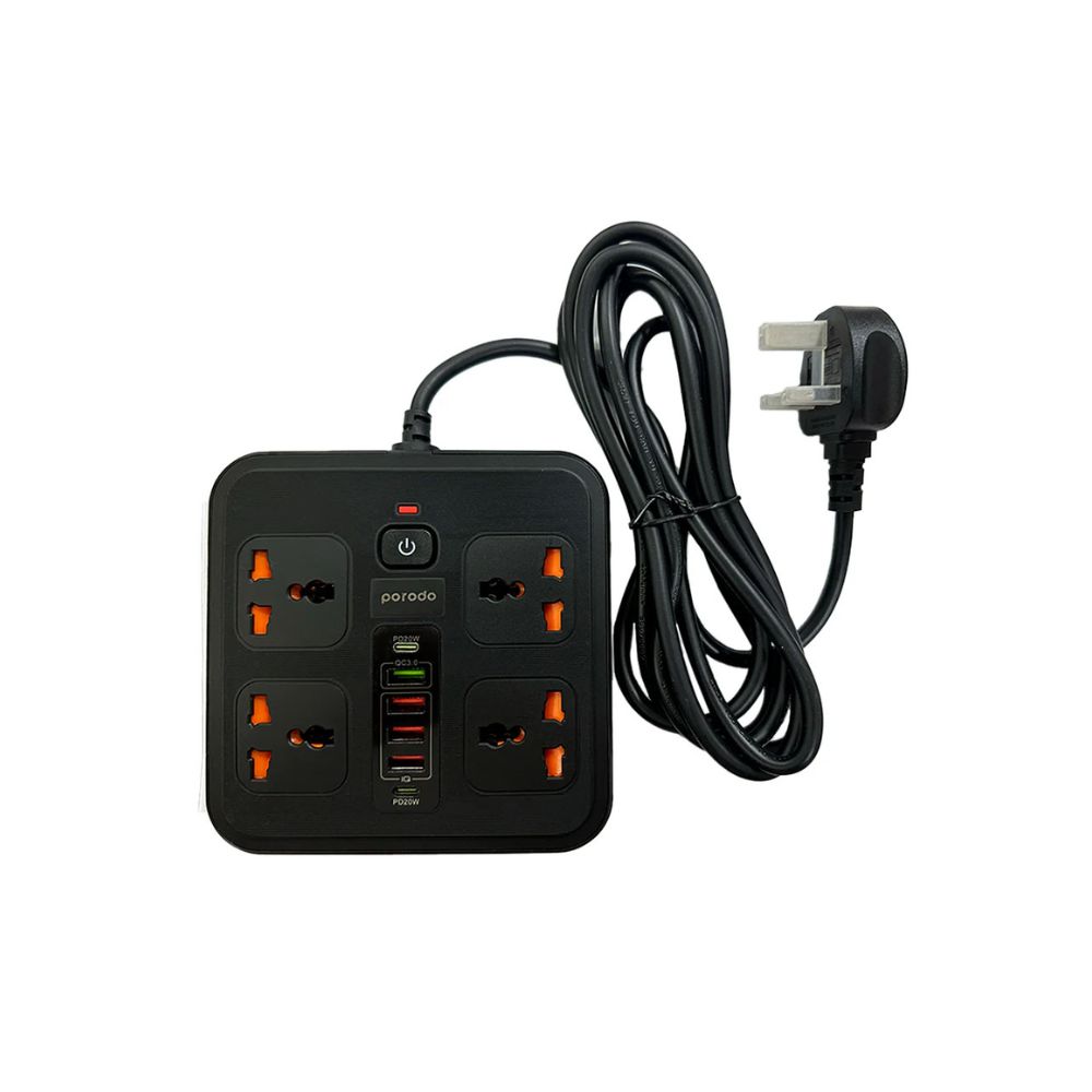 Porodo Multi-Port Super Hub 2 USB-C / 4 USB-A Universal AC Sockets