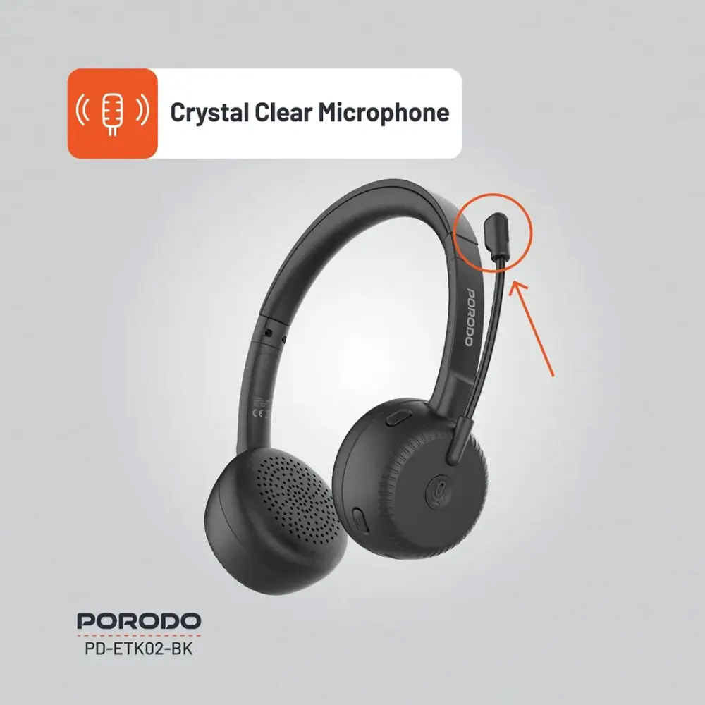 Porodo Office Wireless Headset – Black